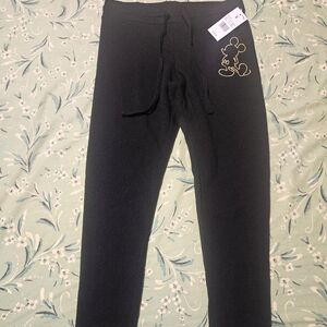 Disney Black Sweatpants with Gold Mickey Outline